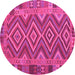 Round Southwestern Pink Country Rug, con1097pnk