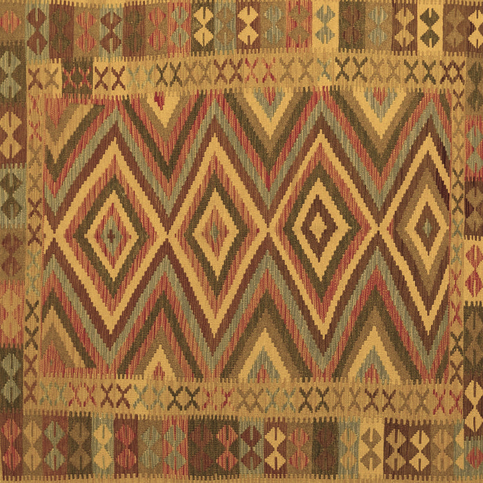 Square Machine Washable Southwestern Brown Country Rug, wshcon1097brn