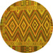 Round Southwestern Yellow Country Rug, con1097yw