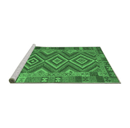 Sideview of Machine Washable Southwestern Emerald Green Country Area Rugs, wshcon1097emgrn