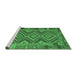 Sideview of Machine Washable Southwestern Emerald Green Country Area Rugs, wshcon1097emgrn