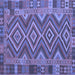 Square Southwestern Blue Country Rug, con1097blu