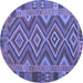 Round Southwestern Blue Country Rug, con1097blu