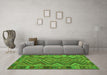 Machine Washable Southwestern Green Country Area Rugs in a Living Room,, wshcon1097grn