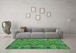 Machine Washable Southwestern Emerald Green Country Area Rugs in a Living Room,, wshcon1097emgrn