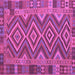 Square Machine Washable Southwestern Purple Country Area Rugs, wshcon1097pur