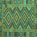 Square Southwestern Turquoise Country Rug, con1097turq