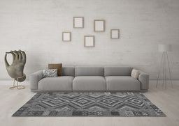 Machine Washable Southwestern Gray Country Rug in a Living Room,, wshcon1097gry