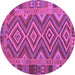 Round Southwestern Purple Country Rug, con1097pur