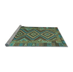 Sideview of Machine Washable Southwestern Light Blue Country Rug, wshcon1097lblu