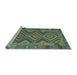 Sideview of Machine Washable Southwestern Light Blue Country Rug, wshcon1097lblu