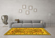 Machine Washable Southwestern Yellow Country Rug in a Living Room, wshcon1098yw
