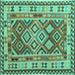 Square Southwestern Turquoise Country Rug, con1098turq