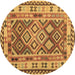 Round Southwestern Brown Country Rug, con1098brn