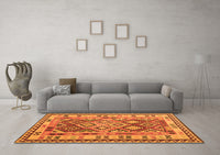 Machine Washable Southwestern Orange Country Rug, wshcon1098org