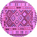 Round Machine Washable Southwestern Purple Country Area Rugs, wshcon1098pur