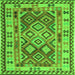 Round Machine Washable Southwestern Green Country Area Rugs, wshcon1098grn