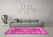 Machine Washable Southwestern Pink Country Rug in a Living Room, wshcon1098pnk