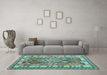 Machine Washable Southwestern Light Blue Country Rug in a Living Room, wshcon1098lblu