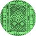 Round Southwestern Emerald Green Country Rug, con1098emgrn