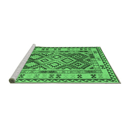 Sideview of Machine Washable Southwestern Emerald Green Country Area Rugs, wshcon1098emgrn