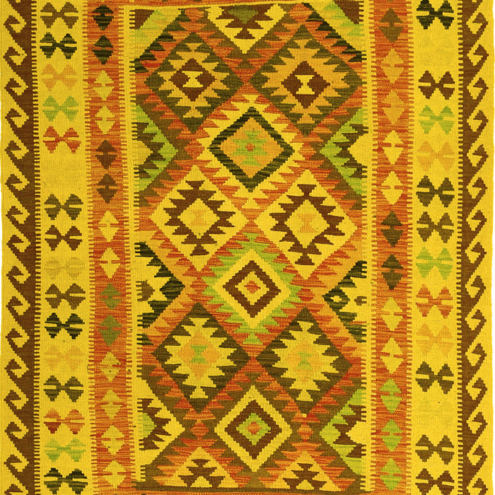 Machine Washable Southwestern Yellow Country Rug, wshcon1098yw