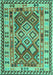Machine Washable Southwestern Turquoise Country Area Rugs, wshcon1098turq