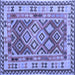 Square Southwestern Blue Country Rug, con1098blu