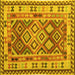 Square Machine Washable Southwestern Yellow Country Rug, wshcon1098yw