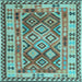 Square Machine Washable Southwestern Light Blue Country Rug, wshcon1098lblu