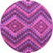 Round Machine Washable Southwestern Purple Country Area Rugs, wshcon1099pur