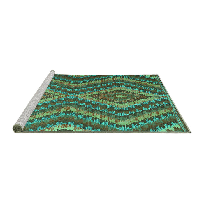 Sideview of Machine Washable Southwestern Turquoise Country Area Rugs, wshcon1099turq