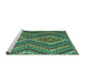 Sideview of Machine Washable Southwestern Turquoise Country Area Rugs, wshcon1099turq