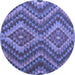 Round Southwestern Blue Country Rug, con1099blu