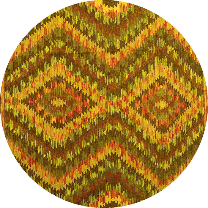 Round Southwestern Yellow Country Rug, con1099yw