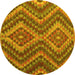 Round Southwestern Yellow Country Rug, con1099yw