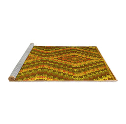 Sideview of Machine Washable Southwestern Yellow Country Rug, wshcon1099yw