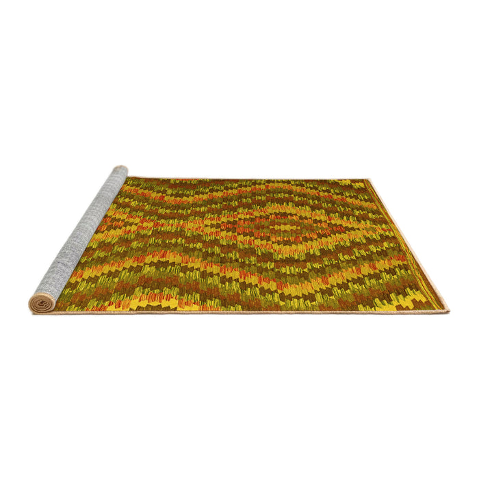 Sideview of Machine Washable Southwestern Yellow Country Rug, wshcon1099yw