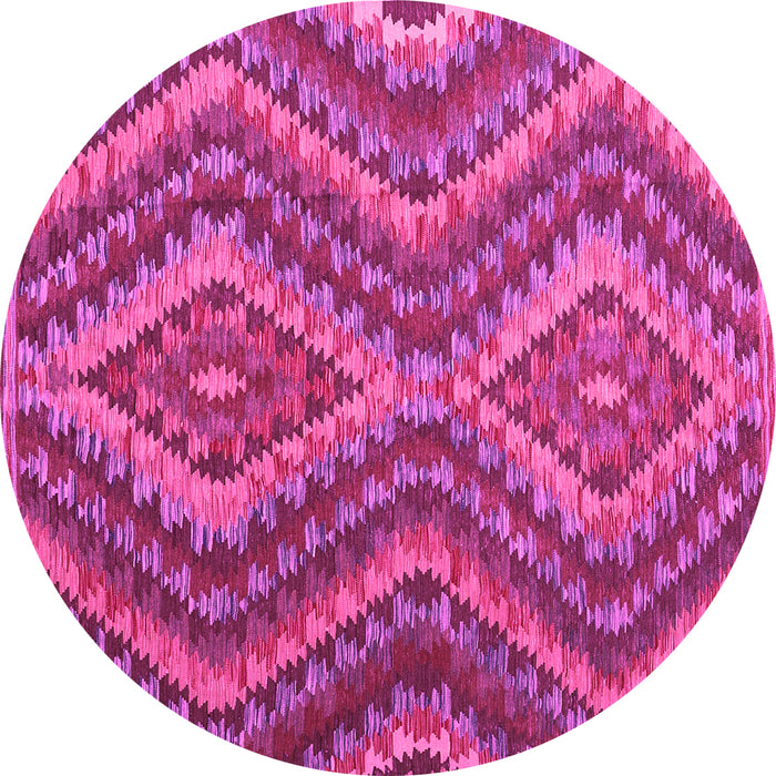 Round Machine Washable Southwestern Pink Country Rug, wshcon1099pnk
