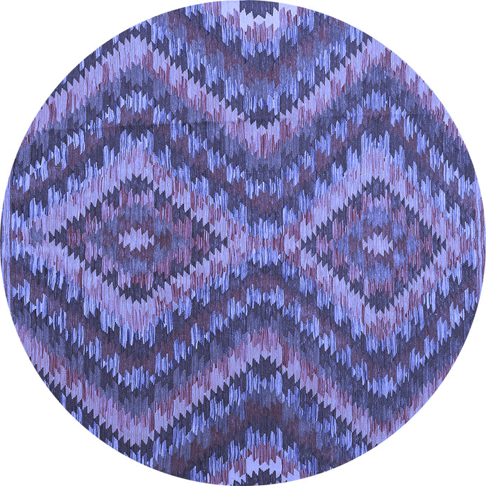 Round Machine Washable Southwestern Blue Country Rug, wshcon1099blu