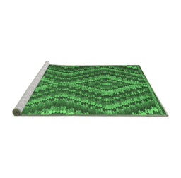 Sideview of Machine Washable Southwestern Emerald Green Country Area Rugs, wshcon1099emgrn