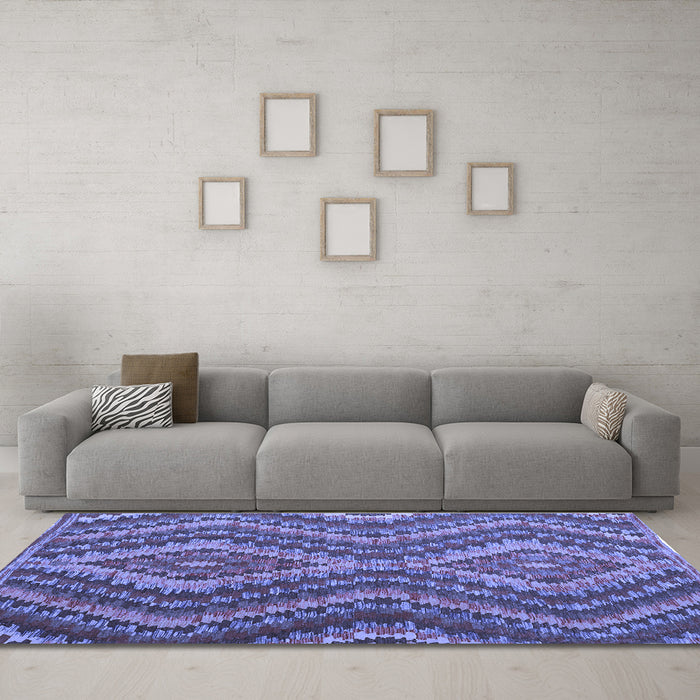 Machine Washable Southwestern Blue Country Rug in a Living Room, wshcon1099blu