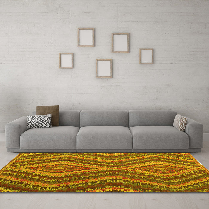 Machine Washable Southwestern Yellow Country Rug in a Living Room, wshcon1099yw