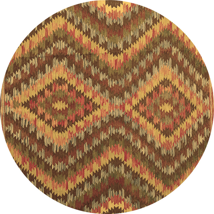Round Southwestern Brown Country Rug, con1099brn