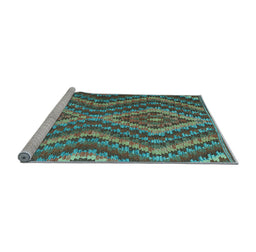 Sideview of Machine Washable Southwestern Light Blue Country Rug, wshcon1099lblu