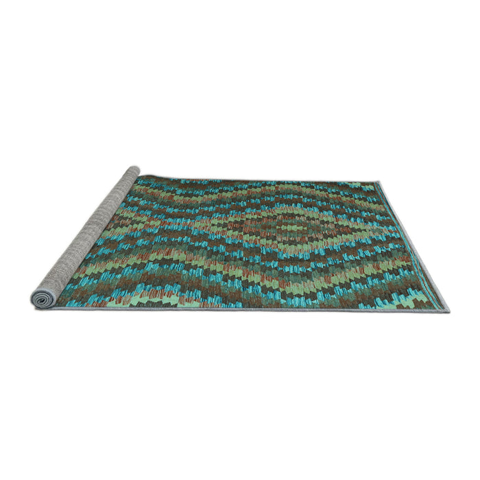 Sideview of Machine Washable Southwestern Light Blue Country Rug, wshcon1099lblu