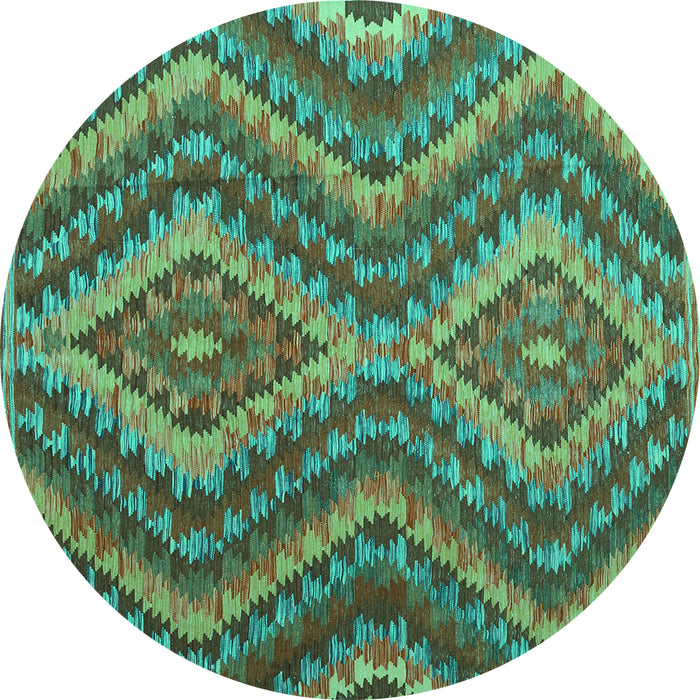 Round Southwestern Turquoise Country Rug, con1099turq