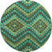 Round Southwestern Turquoise Country Rug, con1099turq