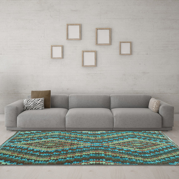 Machine Washable Southwestern Light Blue Country Rug in a Living Room, wshcon1099lblu