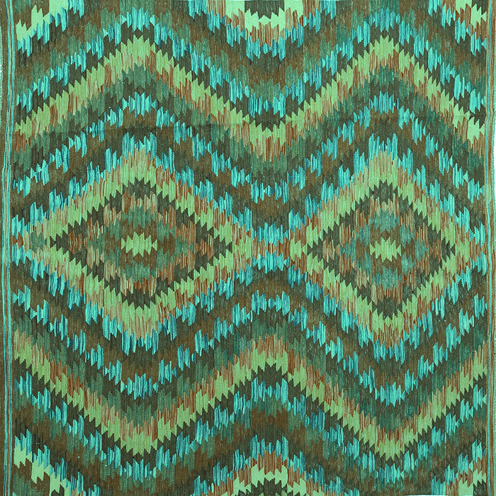 Square Machine Washable Southwestern Turquoise Country Area Rugs, wshcon1099turq